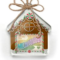 Ornament tiskao je jedan oboren pozdrav iz Milwaukeea, Vintage razgledni božić Neonblond