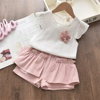 Outfits za djecu djece Dječji djevojčice Ljetne cvijeće Ruffle Princess majica Tors Hotsas Oblastala