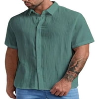 REJLUN muškarci vrhovi Ljetne košulje za ljetne košulje sa spuštenim u redu Redovna fit TEE Jednoj grudi za odmor Majica Green S