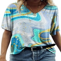 Glookwis sažetak s kratkim rukavima za ispis majica za žene Ljetne casual labave osnovne vrhove tunike