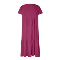Kiplyki Cleariance haljina za žene za žene dugačke s kratkim rukavima s kratkim rukavima V-izrez