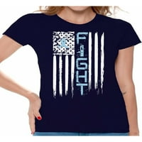 Neugodni stilovi ženske rak prostate u nevoljenu američku zastavu grafičke majice na vrhu bore bore plava vrpca