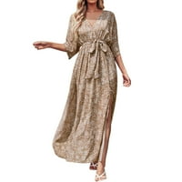 Dress s dugim rukavima za žene jesen retro elegantna haljina za klupsku haljinu s kratkim strukom retro