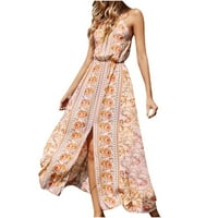 Ljetne haljine za prodaju za žene za žene bez rukava s rukavima cvjetni uzorak haljina hladno ramena
