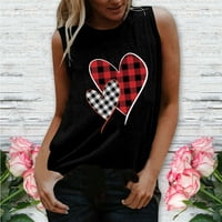 IOPQO Cisterna Vrh za žene Žene Valentine Day Heart Love Print Tee bez rukava Okrugli vrat prsluk prsluk