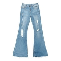 Lystmrge Womens Flare Jeans Womens Skinny Traperice Ženske hlače Petite traperice Ženske modne Svestrane