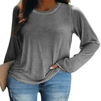 Žene Ležerne prilike Basic Solid Boja vrhovi Jesenja Jesenska bluza Majica dugih rukava Grey XL
