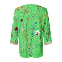 Ženska crochet čipka V Vrući izrez Fancy cvjetni ispisani bluze Ležerne prilike slatke majice Loseti FIT TUNIC TOP COMFY majice Green XL