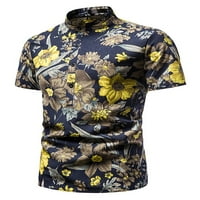 Muški gumb dolje na havaju majica kratki rukav casual cvjetni list print top ljeto aloha bluza plaža majice