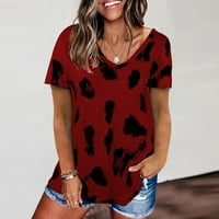 Aoochasliy ženske vrhove ljetne ponude Košulje Leopard Graphic Prints Raglan majica s kratkim rukavima