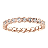 Carat okrugli bijeli prirodni dijamant Cijeli vječni prsten za vjenčanje u 14K čvrstih ruža zlatna prstena veličine-5.5