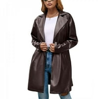 Hazel Tech kožni kaput od kaputa od dugih rukava FAU kožna blužana jakna