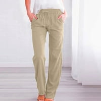 Ženske hlače velike struke Ležerne prilike navodne latinske pantalone u pravu noge dugačke pantalone s džepovima plus veličine pantalone za žene