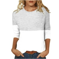 Yyeselk ženske osnovne vrhove labavo Fit Leisure Okrugli rukav na kratkim majicama Modni kontrastni