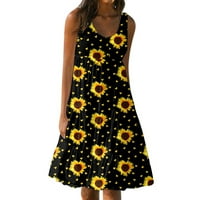 Ljetne haljine za žene Ženska haljina Ležerne prilike za ispis na plaži Suknja Sundress Yellow XXXL