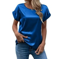 Proljetne bluze za žene Radne kratke rukave satenske svilene košulje Trendy Summer Swity Casual Henley