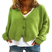Eleluny Women V izrez Loose Pleted Cardigan džemper kaput Dugme Ležerna odjeća Orange XL