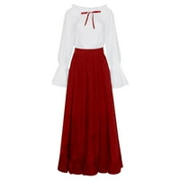 Cuhas ženske haljine za žene Gothic Goth Halloween modni casual čvrste boje dugih rukava od suknja od suknja crvene m