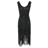 Haljine za žene plus veličine Vintage 1920s Flapper tassel Odlična večernja koktel ljetne haljine, crni