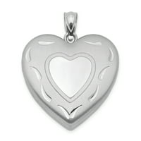 Karat u karatsu sterling srebrni polirani finirani rodijum-pozlaćeni dijamantski rezan srce privjesak