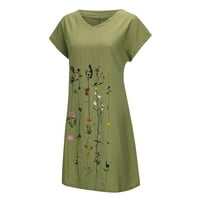 Clearsance Ljetne haljine za žene mini casual cvjetni kratki rukav A-linijski dress s V-izrezom siva 5xl