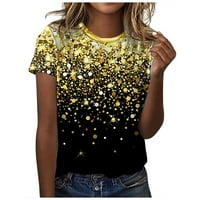 Ženski bluze Ženska moda Velika veličina tiskana Hedging Labavi kratki rukav Gold XXL