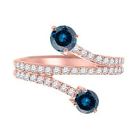 Mauli dragulji za angažman za žene 0. Carat Twt Blue Diamond Angagement Modni prsten izrađen prong 14K Solid ruže zlato