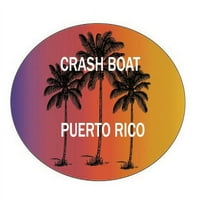 Sudar brod Portoriko suvenir Palm Drveće surfanje Trendy Ovalna naljepnica naljepnica