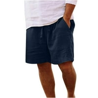 Hesxuno muškarci casual čvrsti džep elastični struk ravne poluvremene hlače za sportske hlače