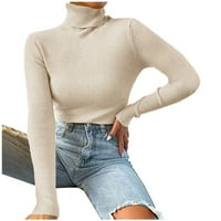 Ženski džemper sa dugim rukavima Basični pulover TOP SOLD Boja Ležerne prilike Plit Jumper Bež veličina