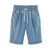 Cotonie Women's Plus sizene pamučne kratke hlače Hlače Ljeto pune boje casual petoindarni hlače nacrtavaju visoke šarke sa džepovima