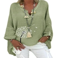 Ženska majica dugih rukava s dugim rukavima Ljetna tunika V izrez bluza plus veličine vrhova veličine
