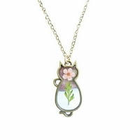 Ogrlice za žene Trendy prirodni sušeni cvijet ručno rast ljepila slatka mala mačka styling retro ogrlica
