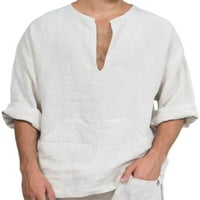 Voguele muškarci vrhovi V izrez Majica s dugim rukavima T majice Sport Basic Tee Comfy Pulover Navy Blue M