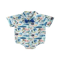 Gupgi Baby Boy Joyper košulja kratkih rukava Dugme za rublje Down Ribe Print BodySuit Gospodo odjeća