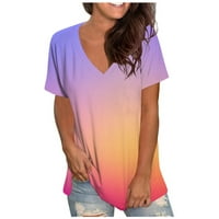 Zermoge T-majice vrhovi bluze za čišćenje žena plus veličine, modni ženski ljetni V-izrez kratki rukav