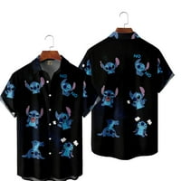 Disney Stitch Havajska majica, Slatka majica na plaži u Stitch, Ležerne košulje, gumb Down Kratki rukovi, Harajuku majice za djecu Odrasli