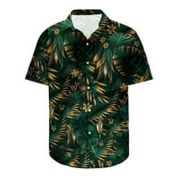 Havajska majica za muškarce Ljetna tropska cvjetna print plaža Top kratkih rukava s majicama zelena