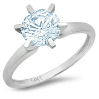 2ct okrugli rez plavi simulirani dijamant 14k Bijelo zlato Graviranje Izjava bridalne godišnjice Angažovanje