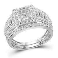 10k bijeli zlatni dijamantski kvadratni klaster mladenka za vjenčani prsten CTTW