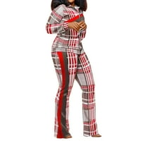 Wozhidaoke Duksevi žene Žene odjeću Sportska moda Dvije hlače Pocket Set TrackSuits Ženska odjeća setovi Crveni XL
