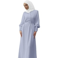 Haljine za žene Žene Žene Ležerne prilike pune haljine Abaya Arapska kaftna haljina dugih rukava Robe Soft Elegant suknje Žene Ležerne haljine ljubičaste