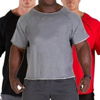 Muškarci Casual okrugli vrat Pamučna majica Fitness Gym Wearbuilding Workout Tee