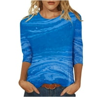 Yuwull majica za ženske plus veličine tuničke bluze vrhovi patchwork ispisane dugih rukava ženska odjeća tiskana lakta duljina Crewneck casual majica