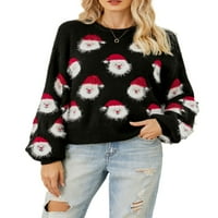 Božićni džemperi za žene Juniori Slatka Santa Claus Patch Trendy Pulover PUWECRY LANTERNE SHAREVE Sheet