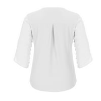 Ljetne bluze za žene Prodaje zazor žene modna casual solid V-izrez labav kratki rukav majica top bluza pulover bijeli