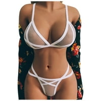 Strappy donje rublje ženske mreže seksi grudnjaka i gaćica pogledajte putem kaiševa prelaza pidžame za žene bijeli XL