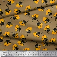 Soimoi smeđa pamučna vola od lišća i cvjetnog klip umjetnosti otisnuta tkanina za obnaljnu dvorište