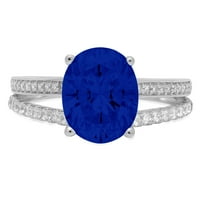 2.32ct ovalni rez simulirani plavi safir 14k Bijelo zlato ugraviranje izjava bridalna godišnjica angažman vjenčanog prstena veličine 11