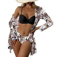 Ženski kupaći kostimi Tummmy Control High Waik Bikinis Bikini Set Pokrivač na dugim rukavima Push up